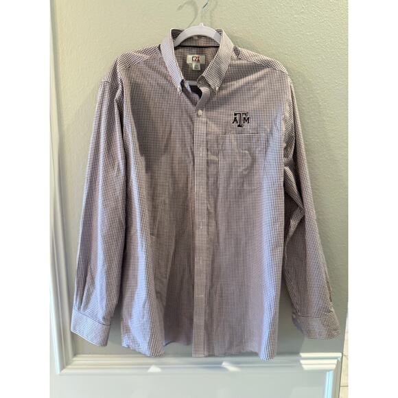 Cutter & Buck Men's Texas A&M Aggies Maroon Check Long Sleeve Button Up Sz L - Picture 1 of 7